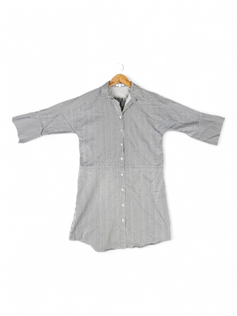 Vetta Striped Button-Up Shirt Dress, Size S